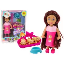 Laleczka mini z pieskami LeanToys