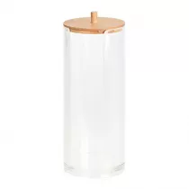 Bathroom Solutions Pojemnik na waciki z bambusow pokryw 19,5 cm