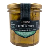 Compagnia Mediterranea Tu�czyk ��top�etwy filety w oliwie z oliwek extra virgin (s�oik) 210 g Bio