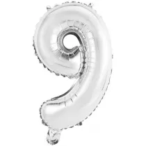 Amscan Balon foliowy mini cyfra 9 srebrna 30x40cm