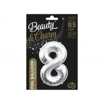 Godan Balon foliowy B&C cyfra 8 srebrna 85cm