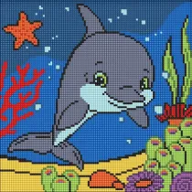 Diamentowa mozaika Kids - Uprzejmy delfin 30x30cm Ideyka