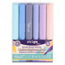 Strigo. Markery akrylowe trjktne 6 kolorw. Kocwka Brush. Zestaw 4
