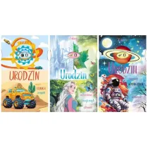 Karnet Urodziny z przesuwn� cyfr� dzieci�ce lub m�odzie�owe metalizowany mix