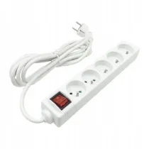 Przed�u�acz 5-gniazdowy z uziemieniem i wy��cznikiem 3m+Z (3x1.5mm2) EcoLight M20561 bia�y
