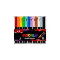 Marker akrylowy p�dzelkowy 12 kolor�w M&G