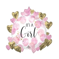 Anagram Balon foliowy Baby Girl Pink Watercolor 76x76cm