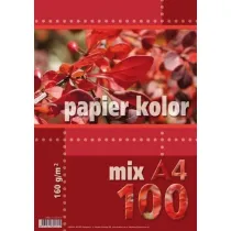 Kreska, Papier kolorowy A4, 100 kartek, 160 g/m2, wielokolorowy