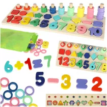 Liczydo drewniane sorter cyfry montessori 3w1 13x36cm