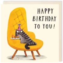 Karnet kwadrat 190 Urodziny Kot z przek�skami