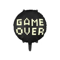 PartyDeco Balon foliowy Game over czarny 45cm
