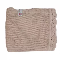 Kocyk niemowlcy dziergany baweniany 80x100 cm beowy Tribe Fancy Linen