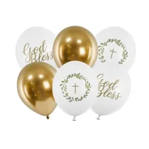 Balony 30cm God Bless Pastel Pure White 50szt
