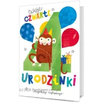 Karnet okazjonalny B6 z kopert� 4 Urodziny PAN DRAGON KB6-1842