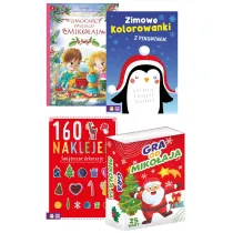 Pakiet: Pomocnicy witego Mikoaja, Zimowe kolorowanki z pingwinem, 160 naklejek. witeczne dekoracje, Gra od Mikoaja
