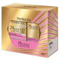 Perfecta Zestaw 24K Gold & Rose Oil krem do twarzy 80+ + krem pod oczy i na powieki 50 ml + 15 ml