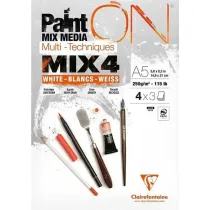 Clairefontaine Blok A5 bia�ych papier�w mix4 250g 12ark