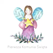 Clear Creations Karnet Swarovski kwadrat CL107 Komunia Dziewczynka
