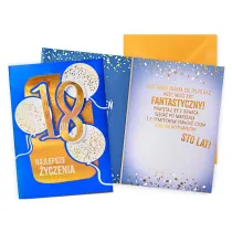 Kukartka Karnet DK-1424   cyfry, osiemnastka, balony