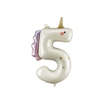 PartyDeco Balon foliowy Cyfra   5   Jednoro�ec, 93cm, mix