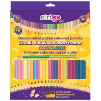 Strigo Kredki o��wkowe tr�jk�tne dwukolorowe - pastelowe 48 kolor�w 24 szt.