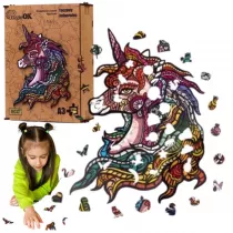 Puzzle drewniane eko 124 el. T�czowy jednoro�ec A3 Maksik