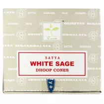 Kadzideka stokowe Satya White Sage Dhoop Cones, Biaa szawia