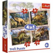 Puzzle 4w1 Ciekawe Dinozaury Trefl