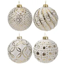 H&S Decoration Bombki choinkowe kule bia�o-z�ote 12 szt.