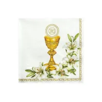 PartyDeco Serwetki Kielich biay 33x33cm 20szt