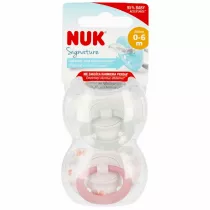 Nuk Smoczek uspokajajcy silikonowy 0-6m Signature Motylki/Serduszka 10730638 2 szt.