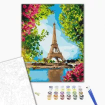 Brushme Malowanie po numerach - Kwiatowy widok na wie�� Eiffla 40x50cm