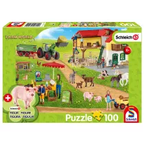 Puzzle 100 el.  Ekologiczna ywno + figurka Schleich