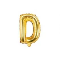 PartyDeco Balon foliowy Litera D 35cm zoty