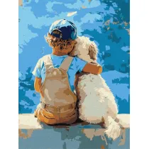 Ideyka Malowanie po numerach - Ch�opiec i pies 30x40cm