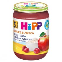 Hipp Owoce & Zboża Maliny i jabłka z kleikiem ryżowym po 5. miesiącu 190 g Bio