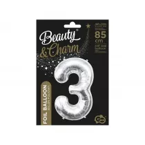 Godan Balon foliowy B&C cyfra 3 srebrna 85cm