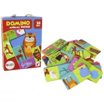 Puzzle dwustronne domino zwierzta Leantoys