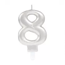Amscan �wieczka cyferka 8 Sparkling Celebrations srebrna