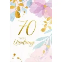Karnet B6 LUX 70 urodziny, kwiaty