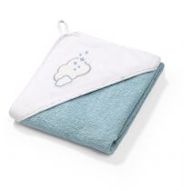 Babyono Okrycie kąpielowe frotte niebieskie - ręcznik z kapturkiem 100x100 cm