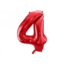 PartyDeco Balon foliowy 4 czerwony 86cm