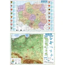 Mapa Polski A2 dwustronna fizyczno-administracyjna