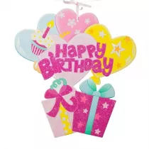 Dekoracja piankowa Happy Birthday rowa
