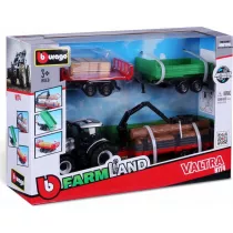 Bburago model tractor gift set valtra n174 + 3 trailers 10cm
