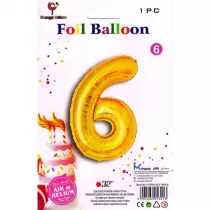 Mk Trade Balon foliowy cyfra 6 BCF-955-6 zoty 45 cm