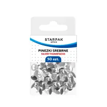 Pinezki metalowe srebrne 50szt. etui STARPAK 559660