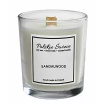 Polskie wiece wieca sojowa Sandalwood z drewnianym knotem 190 g