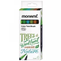 Monami Dwustronne pisaki z kocwkami pdzelkowymi Color Twin Brush Forest 6 szt.
