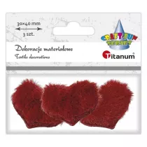 Titanum Ozdoba materia�owa serca czerwone 3 x 4 cm